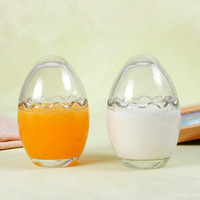 Envases de vidrio para yogur, mermelada de leche, jaleas, especias, Mousse, miel, vidrio transparente pequeño, tarros de pudín con forma de huevo de 100ml con tapa de vidrio