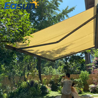 Pérgola Retráctil para Exteriores, Motorizada, de Aluminio, con LED, para Balcón, Material de PVC, Plegable