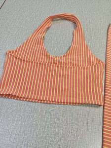 Traje Capri sin Mangas con Cuello Halter a Rayas, Estilo 2026, Transpirable, de Algodón y Elastano, Ropa de Verano Informal para Mujer, Estilo Urbano - Product Image 4