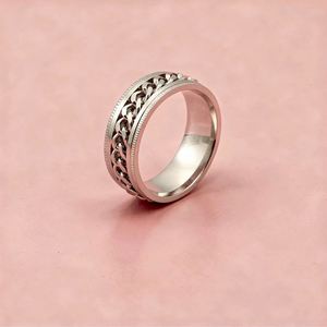 Anello Girevole Retrò da Uomo in Acciaio Inossidabile a Due Strati con Numeri Romani in Rilievo - Product Image 5