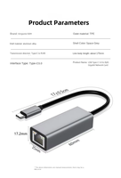 Adaptador Gigabit Ethernet Tipo C, Tarjeta de Red USB 3.0 a RJ45 Lan 10/100/1000 Mbps Externa para Accesorios de Computadora Windows