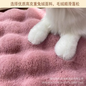 Round Plush Pet Bed <b>Mat</b> Soft Fluffy <b>Cat</b> Sleeping Cushion Four Seasons Warm Floor Pad For Indoor <b>Cats</b> - Product Image 2
