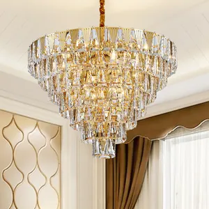Iron Modern Stainless Steel Crystal Silver Golden Designer Glossy Chandelier pendant Suspension Luminaire Lampen For Foyer