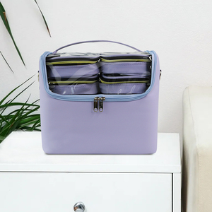 Grande trousse de maquillage de voyage en cuir PU avec 4 petites trousses, étanche, portable, avec fermeture éclair, boîte de rangement pour tatouage et maquillage - Product Image 1