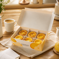 Boîte à tartelettes portugaises en carton blanc, emballage cadeau pour pâtisserie, logo personnalisé, vente en gros pour coffrets cadeaux de desserts