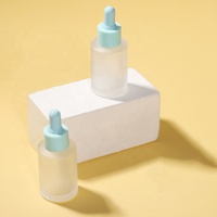 Flacon en verre pulvérisateur de 30 ml, vide, coloré, dépoli, cylindrique, à épaule plate, estampé à chaud, avec compte-gouttes à bulbe en caoutchouc, pour sérum et huile essentielle