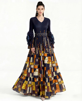 Robe longue plissée élégante et raffinée pour femme, style léger et mature, imprimé haut de gamme, pour l'automne