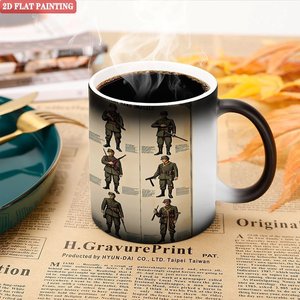Frosted Black 11oz <b>Ceramic</b> <b>Mug</b> Heat Color Changing Drinking Cup Tactical Soldier Design 2D Flat Painting - Product Image 5