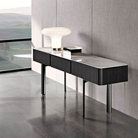 Table de console de télévision pour salon avec plateau en marbre et rangement