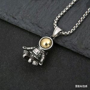 yunnique Astronaut Meditation Fun <b>Titanium</b> Steel Pendant Cartoon Geometric Unisex Necklace Gift Stainless Steel JD215 - Product Image 5