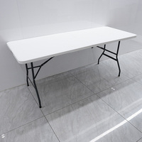 Table pliante rectangulaire en plastique HDPE blanc léger de 6 pieds, moderne, pour hôtels, mariages, événements, entrée, option de location économique en gros