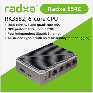 Radxa E54C - Ordinateur de réseau IA haute performance, double A76, NPU 5Tops, 4x GbE, NVMe, USB 3.0, Type C - Product Image 1