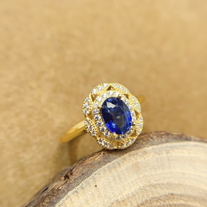 Anillo de Plata de Ley 925 con Baño de Oro de 18k y Zafiro/Rubí Natural para Mujer, Uso Diario, Regalo, Venta al Por Mayor de Fábrica - Product Image 1