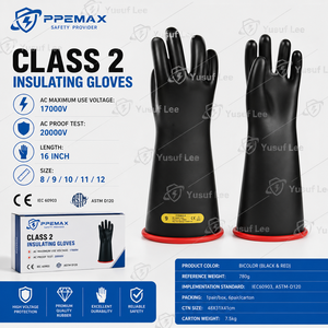 Elektrisch isolerende handschoenen klasse 2, 17000V hoogspannings rubberen veiligheidshandschoenen voor elektriciens, IEC 60903 ASTM D120 gecertificeerd - Product Image 1