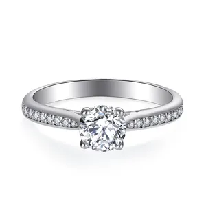Bague de fiançailles de mariage minimaliste délicate en diamant pour femmes bagues solitaires en argent sterling 925