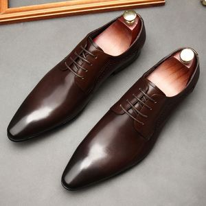 Classic Retro British-style Men's Formal Casual Office Shoes Pointed Autumn Rubber Sole Genuine Leather Upper Anti-slip - Product Image 3