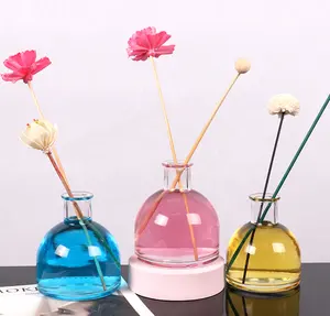 Wholesale 50ml 100ml European style glass container for scent oil fragrance Aromatherapy glass diffuser bottle with wood cork