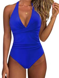 2025 Sexy Cross V Neck Solid Pattern 1 pièce Bikini Offre Spéciale Beachwear - Product Image 5