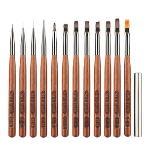 Set Pena Manikur Seni Kuku Akrilik Gel Profesional Mewah dengan Pegangan Kayu dan Bulu Nylon untuk Teknisi Kuku - Product Image 4