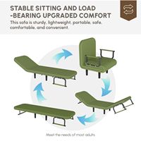 Sofá Cama Convertible Multifuncional con Armazón Metálico, Cojín de Esponja, Silla Plegable Tipo Lounge, Ecológico, para Hotel, Gimnasio, Sala de Estar, Dormitorio