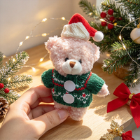 Décoration de Noël en peluche : mini-ours en peluche doux avec pull tricoté et bonnet de Père Noël pour tasse à café ou décoration de table