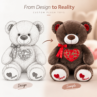 Peluche personnalisée Ours en peluche multi-cœurs avec coussinet d'amour pour cadeau de Saint-Valentin et fournitures pour fleuristes