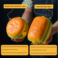 Boîte d'emballage en plastique personnalisée en forme de hamburger mignon pour enfants, étudiants, déjeuner, fruits, bonbons, aliments, conteneur de rangement extérieur