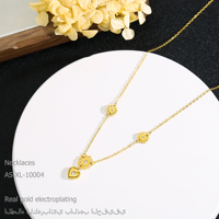 Collier pendentif fleur cœur en acier inoxydable 304/316 plaqué or 18 carats, hypoallergénique, tendance vintage, fabriqué par un fabricant de bijoux