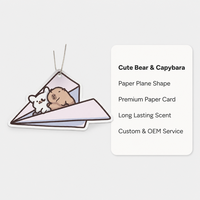 FTQS Désodorisant de voiture suspendu en forme d'avion en papier mignon, motifs Ours et Capybara, OEM, Marque privée, Longue durée, Cadeau