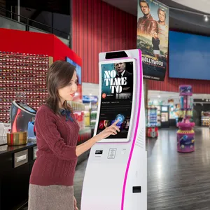 Banque casino 23.6/32 ''kiosque à écran incurvé multi-touch lecteur de carte de crédit accepteur de factures personnalisé kiosque de paiement en espèces/sans espèces