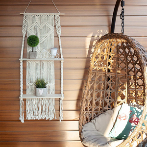 Dropshipping Handmade <b>Wall</b> Hanging <b>Shelf</b> Double Tier Wood <b>Floating</b> Tassel Tapestry for Wedding Party Decorations - Product Image 6
