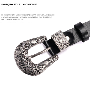 Nuevo Cinturón de Cuero Genuino de Alta Calidad para Mujer, Estilo Retro 'Old Money', con Hebilla de Aleación de Zinc Grabada, Cómodo, Versátil y de Lujo - Product Image 6
