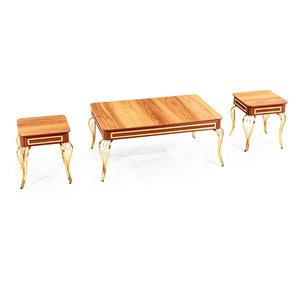 Juego de Mesa de Centro Moderno de Lujo 2+1, Madera y Metal, Estilo Antiguo, Muebles para Sala de Estar - Product Image 2
