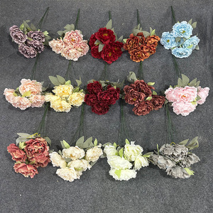 Bouquet de mariage en soie avec 5 pivoines artificielles simulées, décorations de sol, arrangements floraux haut de gamme - Product Image 2
