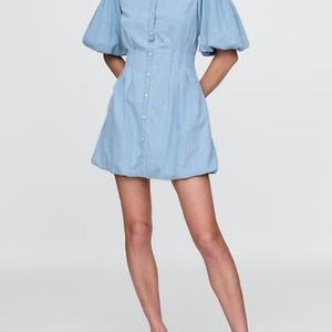 Nuevo Vestido de Verano Transpirable Personalizado, Vestido Camisero Corto de Algodón Suave, Vestido Vaquero Vintage con Pliegues para Mujer - Product Image 6