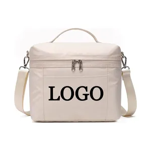 White Portable Thickened High Quality Double Zipper And Handle Food Lunch Thermal Insulation Logo Custom Shape Cooler Bag
