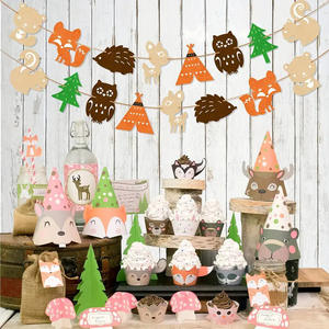 Noël Forêt Animaux Feutre Pliant <span class=keywords><strong>Guirlande</strong></span> <span class=keywords><strong>Dinosaure</strong></span> Forme Sérigraphie Bannière Fête D'<span class=keywords><strong>anniversaire</strong></span> Fournitures Y Compris Animal - Product Image 2