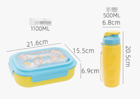 Ensemble de boîte à lunch pour enfants avec bouteille d'eau, boîte à sandwich, cuillère et fourchette, en plastique micro-ondable