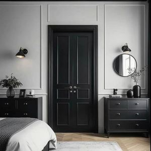 Porte en bois simple de style chinois moderne élégante pour chambre à coucher, nouvelle, personnalisable, fabricant d'intérieur, prend en charge - Product Image 2