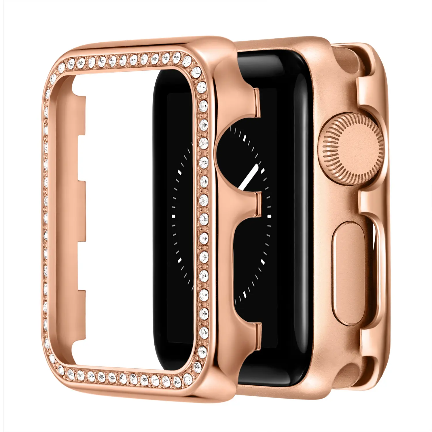 2021 RX Luxury Zinc Alloy Screen Protector Watch Case with Zircon for Apple Watch Cover Bling Diamond Smart Watch Case