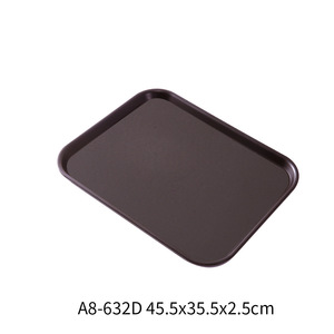 ถาดเสิร์ฟกาแฟ ชา โรงแรม รุ่น Double Sword Square ทำจากหนัง PU พลาสติก ABS กันลื่น สีน้ำตาลดำ ขนาด A8 630 - Product Image 5