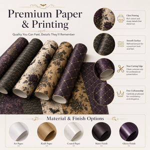 Papier cadeau en rouleau personnalisé, imprimé, style <span class=keywords><strong>classique</strong></span>, éco-responsable, avec gaufrage doré, pour emballages cadeaux d'Halloween et <span class=keywords><strong>de</strong></span> fête - Product Image 4