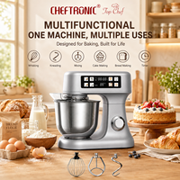 Robot pâtissier Cheftronic 6.0L avec boîtier ABS, écran tactile, programmes automatiques, balance intégrée, fonction fermentation et pétrissage pour la préparation des aliments