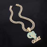 Pendentif unisexe en pierre naturelle style européen et américain, motif chèvre, plaqué or, pour rappeur, hip-hop, punk, mode, breloques