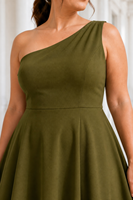 Robe de soirée plissée mi-longue sans manches à une épaule, personnalisée, vente en gros, fabricant