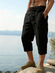 Pantalon court décontracté ample et respirant <span class=keywords><strong>pour</strong></span> <span class=keywords><strong>homme</strong></span>, <span class=keywords><strong>en</strong></span> coton et <span class=keywords><strong>lin</strong></span>, avec plusieurs poches, nouvelle collection de haute qualité - Product Image 5