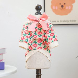 Suéter de Punto con Lazo y Flor de Tulipán para Perros Pequeños y Cachorros de PETCIRCLE, Cómodo para Primavera y Otoño - Product Image 4