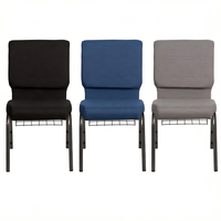 Chaise d'église rembourrée empilable moderne en gros avec cadre métallique et hauteur réglable pour la maison, le bureau, l'auditorium, la conférence et le culte