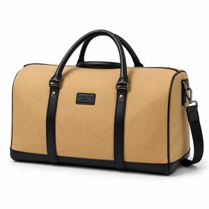 Mens Womens Oxford Cloth Weekend <b>Bag</b> with PU Leather Handles Detachable Crossbody Strap - Product Image 3