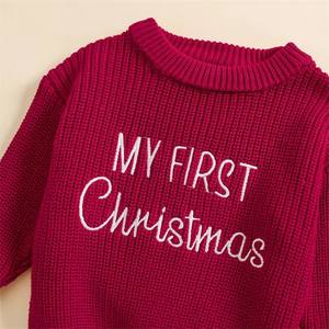 My First Christmas Baby Clothes Suéteres de punto con cuello redondo Jumpers Suéteres para bebés - Product Image 2